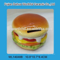 2016 popular hamburger shaped ceramic money coin bank